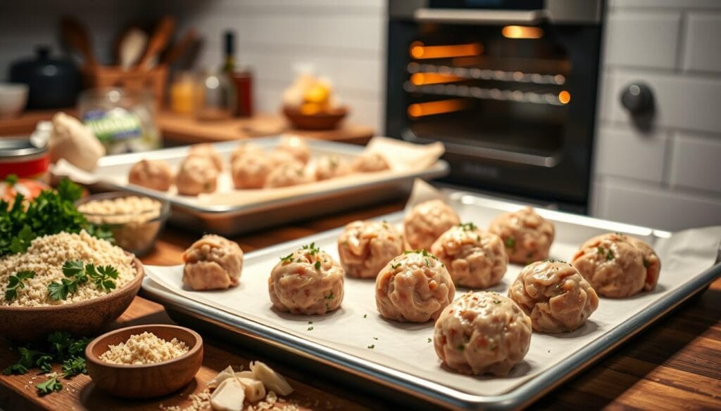 Baked Chicken Meatballs Cooking Process