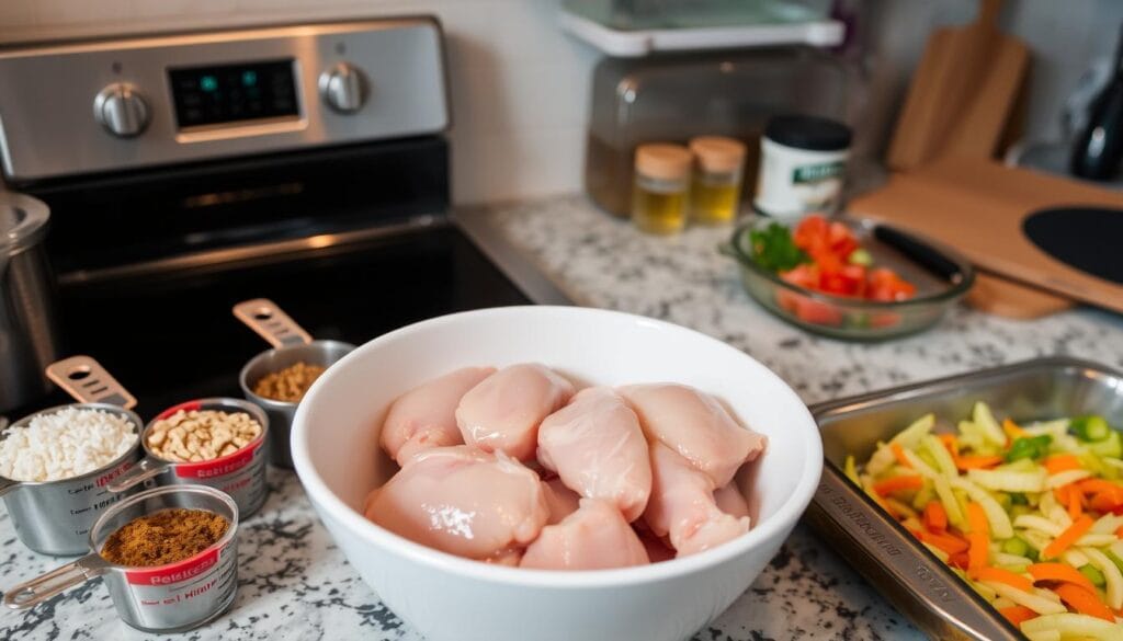 Oven Baked Chicken and Rice Preparation