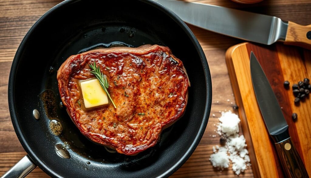 Pan-Seared Round Steak Cooking Process