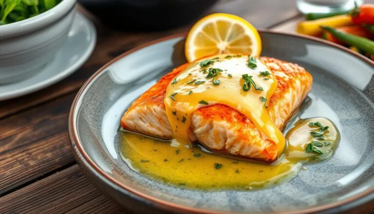 Salmon with Garlic Lemon Butter Sauce